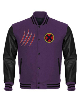 The Wolverine Logo Black and Purple Varsity Jacket