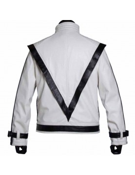 Thriller Michael Jackson White Leather Jacket