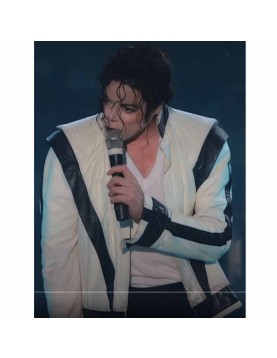 Thriller Michael Jackson White Leather Jacket