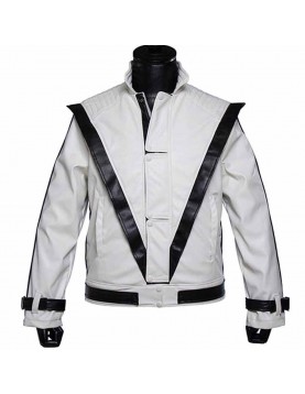 Thriller Michael Jackson White Leather Jacket