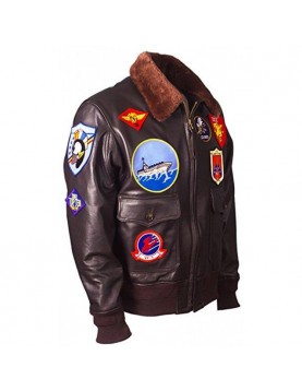 Top Gun Tom Cruise Maverick Bomber Brown Leather Jacket 