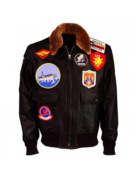 Top Gun Tom Cruise Maverick Bomber Brown Leather Jacket 