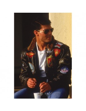 Top Gun Tom Cruise Maverick Bomber Brown Leather Jacket 