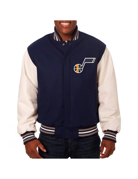 Utah Jazz Varsity Navy and White Jacket