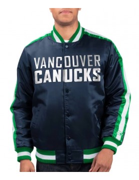 Vancouver Canucks O-Line Navy Varsity Satin Jacket