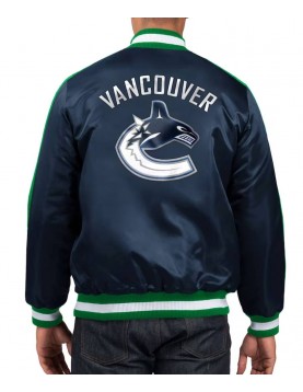 Vancouver Canucks O-Line Navy Varsity Satin Jacket