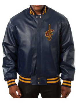 Varsity Cleveland Cavaliers Navy Blue Leather Jacket