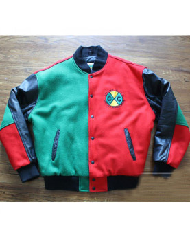 Varsity Cross Color Red and Green Jacket