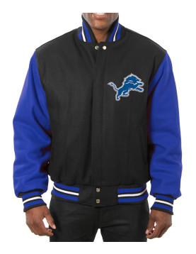 Varsity Detroit Lions Royal Blue and Black Wool Jacket