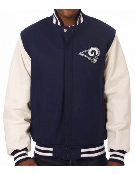 Varsity LA Rams White and Blue Jacket