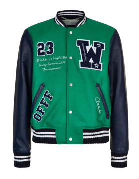 Varsity Off-White 23 Eagle Red and Black/Green and Blue Jacket