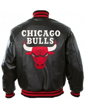 Vintage Chicago Bulls 90's Basketball Letterman Bomber Black Leather Jacket