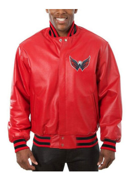 Washington Capitals Red Varsity Leather Jacket