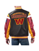 Washington Commanders Black Varsity Full-Zip Leather Jacket