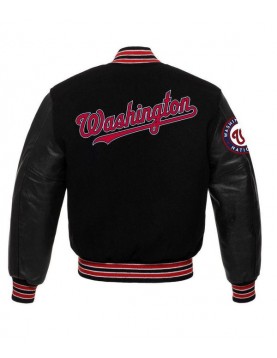 Washington Nationals MLB Black Varsity Jacket