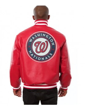 Washington Nationals Red Varsity Leather Jacket