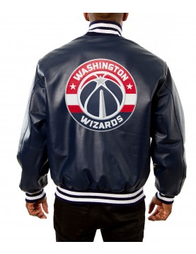 Washington Wizards Navy Blue Varsity Leather Jacket