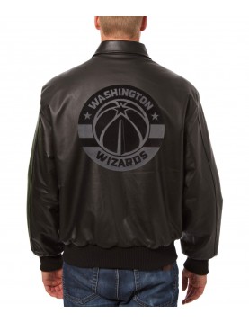 Washington Wizards Printed Leather Black Jacket