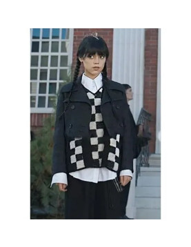 Wednesday Addams Cropped Black Wool Jacket Jenna Ortega A Murder of Woes