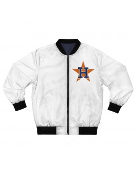 White Houston Astros Bomber Full-Zip Satin Jacket