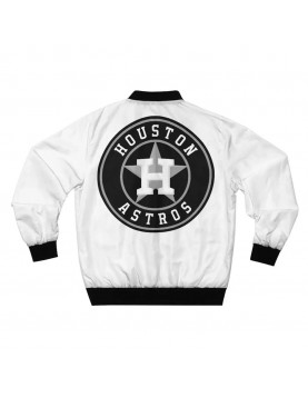 White Houston Astros Bomber Full-Zip Satin Jacket