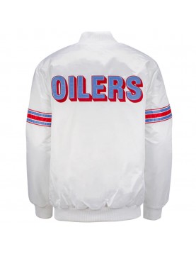 White Houston Oilers Retro Satin Jacket