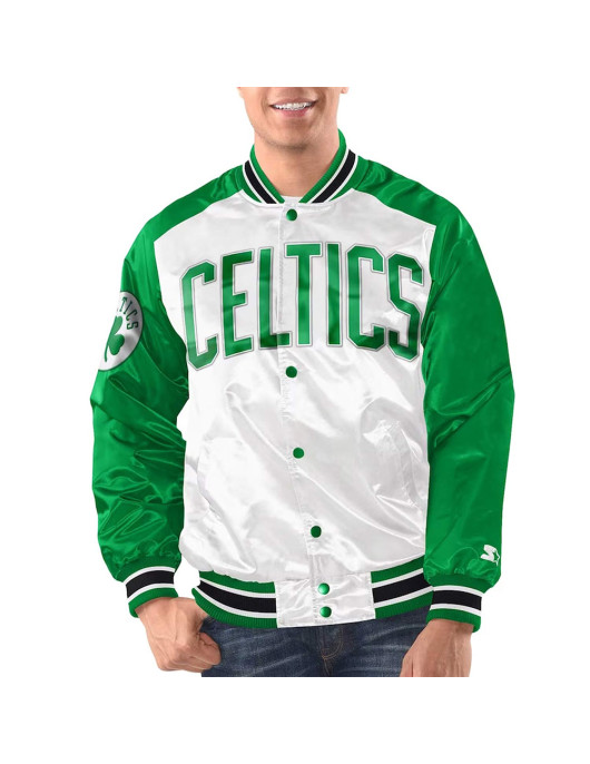 White/Kelly Green Boston Celtics Renegade Varsity Satin Jacket