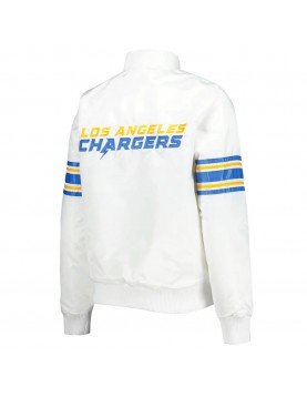 White LA Chargers Line Up Full-Snap Satin Jacket