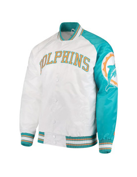 White Miami Dolphins Start of Season Retro Satin Jacket