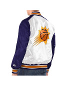 White/Purple Phoenix Suns Renegade Varsity Satin Jacket