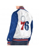 White/Royal Philadelphia 76ers Renegade Varsity Satin Jacket