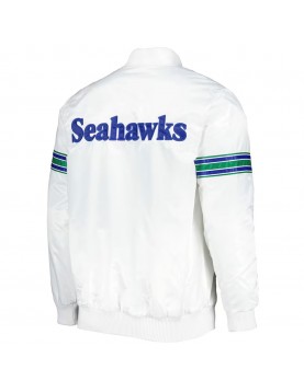 White Seattle Seahawks The Power Forward Satin Jacket