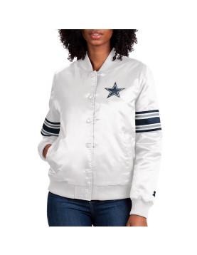 White The Line Up Dallas Cowboys Satin Jacket