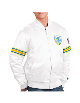 White The Power Forward LA Chargers Satin Jacket