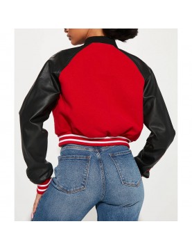 Women’s Chicago Bulls Cropped Red Varsity Jacket