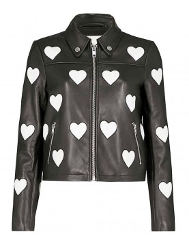 Women’s Maje Heart Motorcycle Leather Jacket