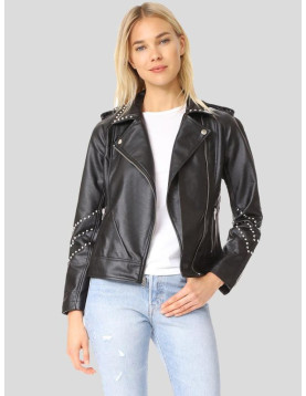 Women’s Studded Leather Motorcycle Jacket