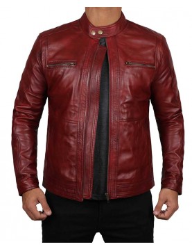 Wyoming Mens Wine Leather Jacket