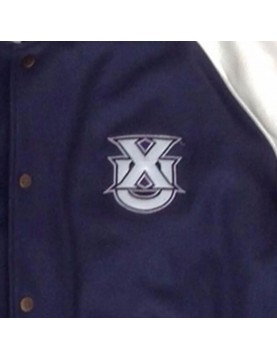 Xavier University Navy Blue and White Satin Jacket