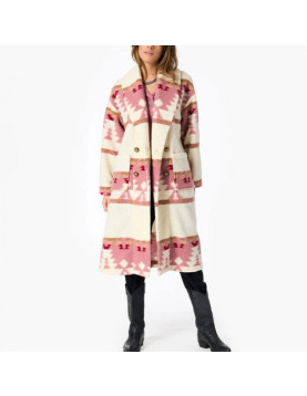 Yellowstone S05 Beth Dutton Pink Printed Coat