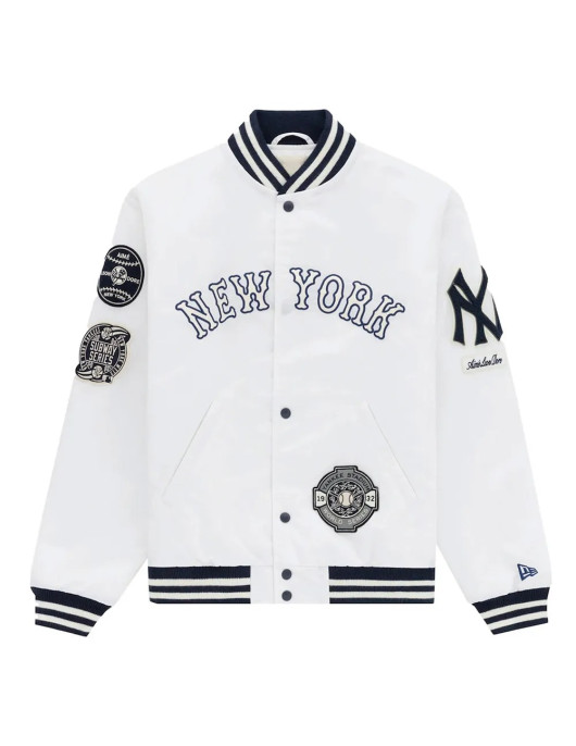 Aime Leon Dore NY Yankees White Satin Jacket