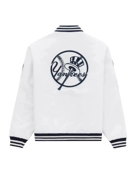 Aime Leon Dore NY Yankees White Satin Jacket