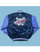 Anaheim Angels Navy and Light Blue Bomber Satin Jacket