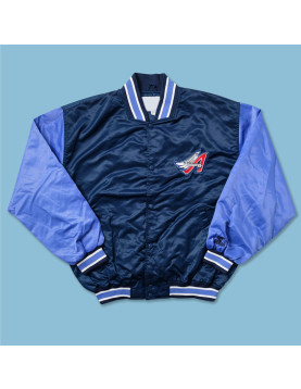 Anaheim Angels Navy and Light Blue Bomber Satin Jacket