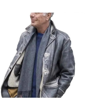 Anthony Bourdain Grey Leather Jacket