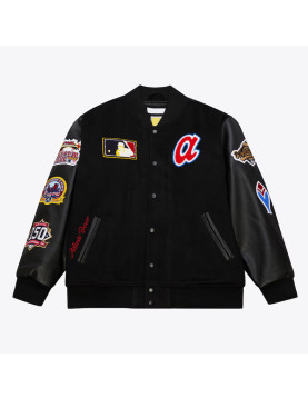 Atlanta Braves Black Out Vintage Logo Varsity Jacket