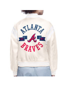 Atlanta Braves Printed Logo Navy Varsity Satin Jacket