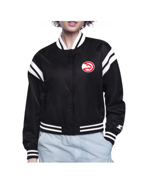 Atlanta Hawks Printed Logo Varsity Satin Jacket