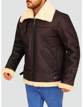 Mens Aviator Bomber Leather Jacket