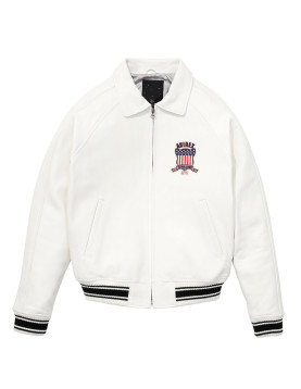 Avirex Icon White Bomber Leather  Jacket